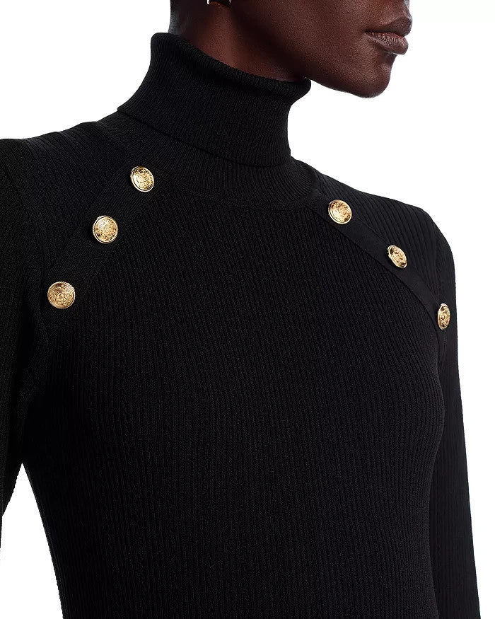 AQUA Button Trim Turtleneck Sweater MSRP $88