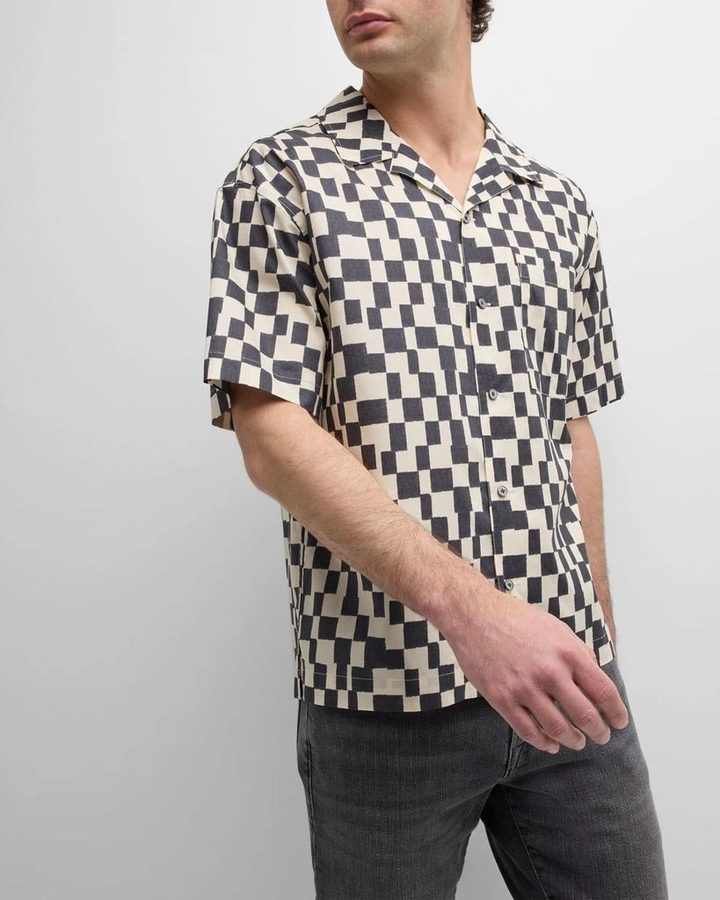 FRAME Men's Vintage-Print Camp Shirt MSRP $248