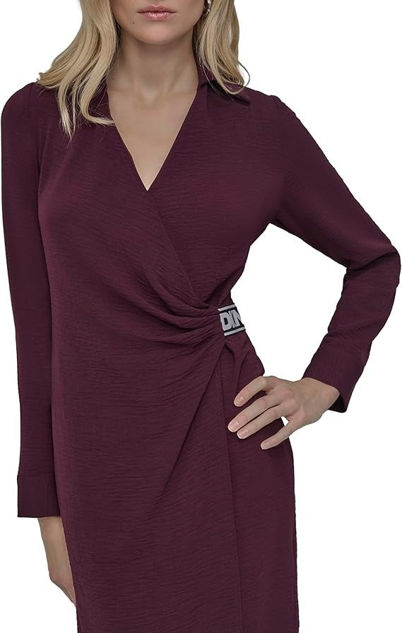 DKNY Long Sleeves Wrap Dress