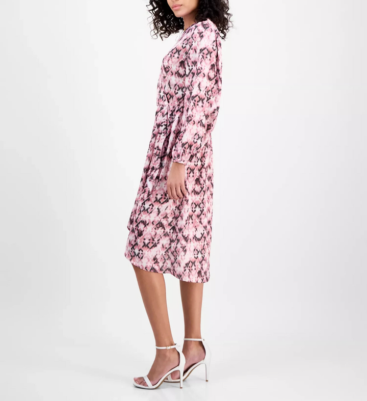 BOSS Orange Women's Printed Long-Sleeve Fit & Flare Dress MSRP $178