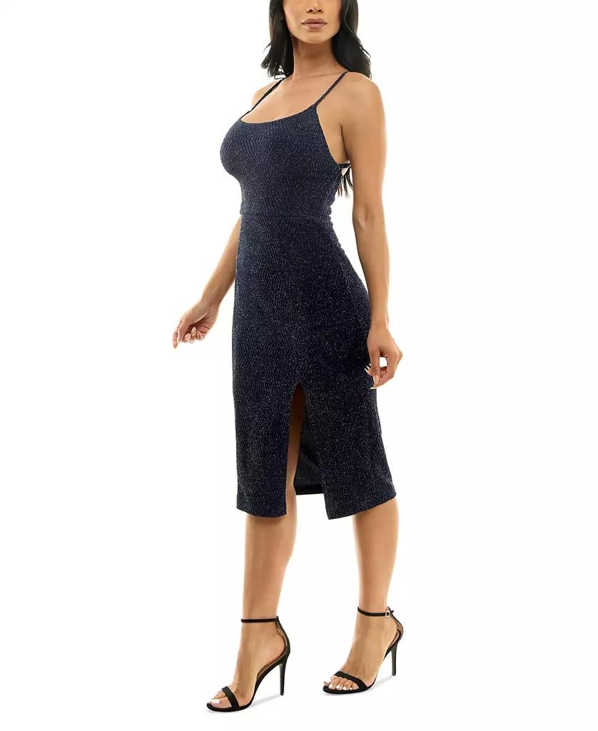 Speechless Juniors' Lurex Knit Lace-Up Back Midi Dress MSRP $59