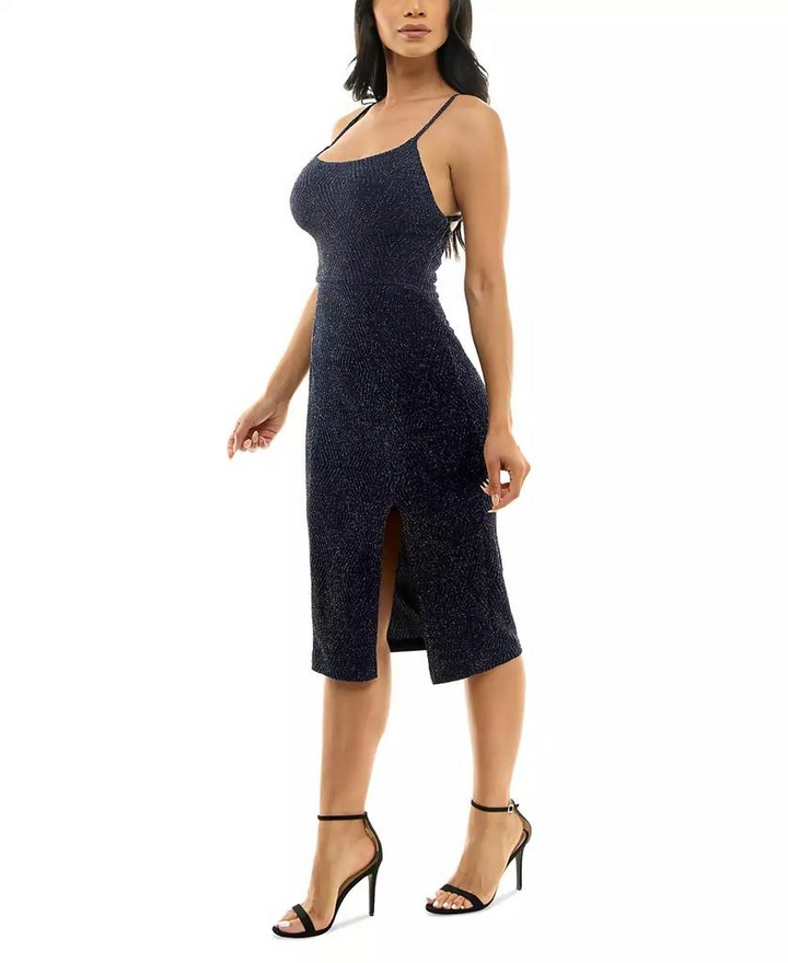 Speechless Juniors' Lurex Knit Lace-Up Back Midi Dress MSRP $59