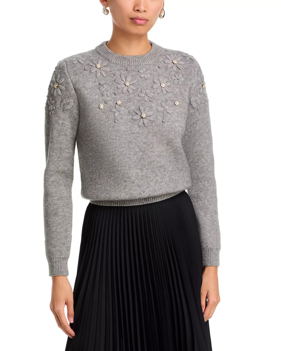 Stellah Floral Embroidered Sweater MSRP $155