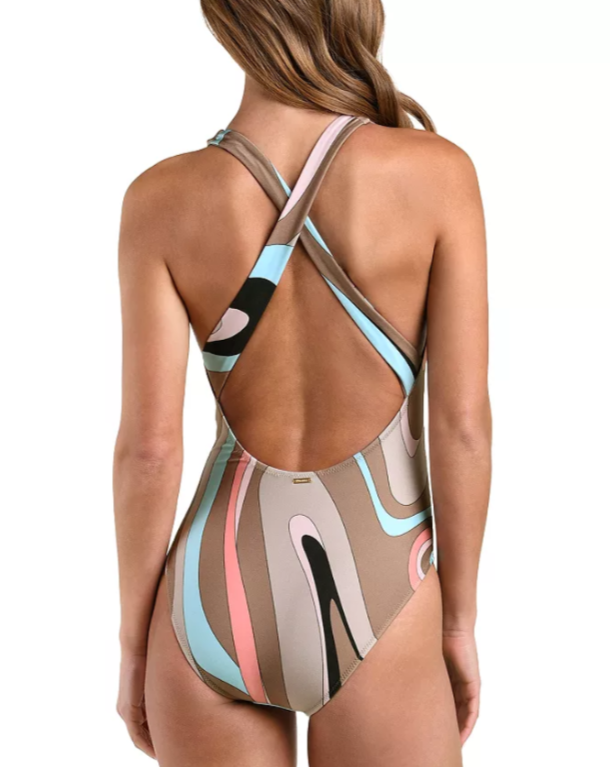 L'AGENCE Abstract Swirl Lisa One Piece Swimsuit MSRP $265