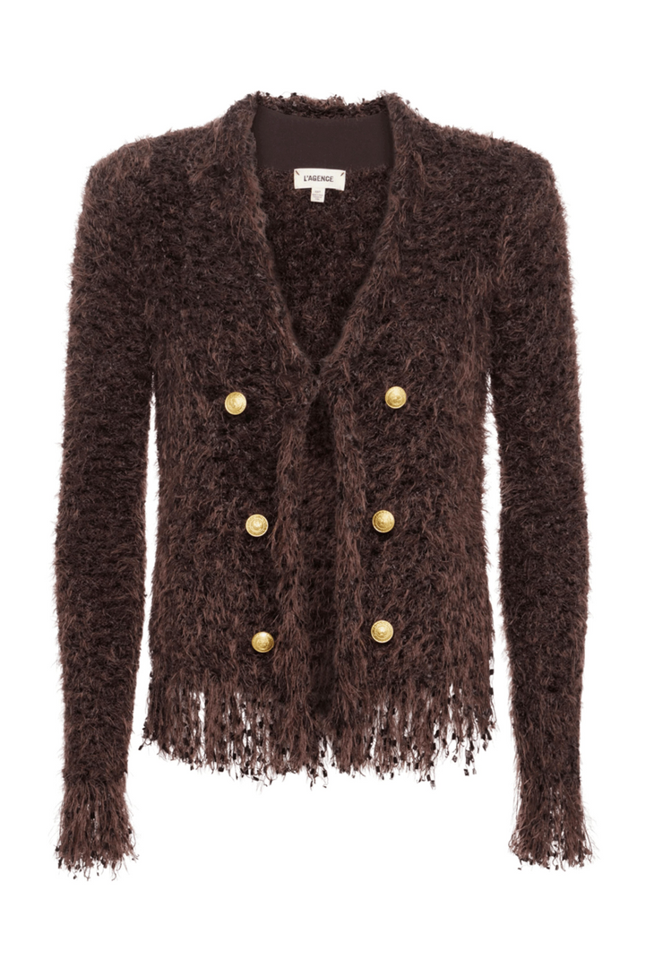 L'AGENCE Azure Cardigan Blazer in Chocolate Ganache MSRP $550