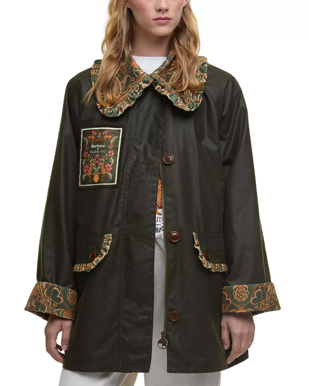 Barbour x FARM Rio Maria Clara Wax Jacket MSRP $800