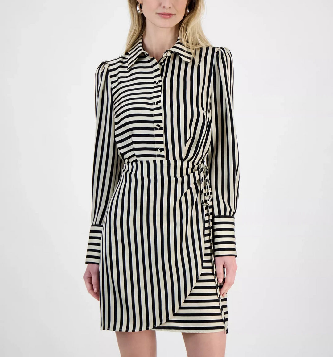 Sam Edelman Women's Cabana Striped Long-Sleeve Shirtdress MSRP $99