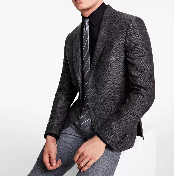 Calvin Klein Men's Slim-Fit Wool Woven Herringbone Sport Coat MSRP $375