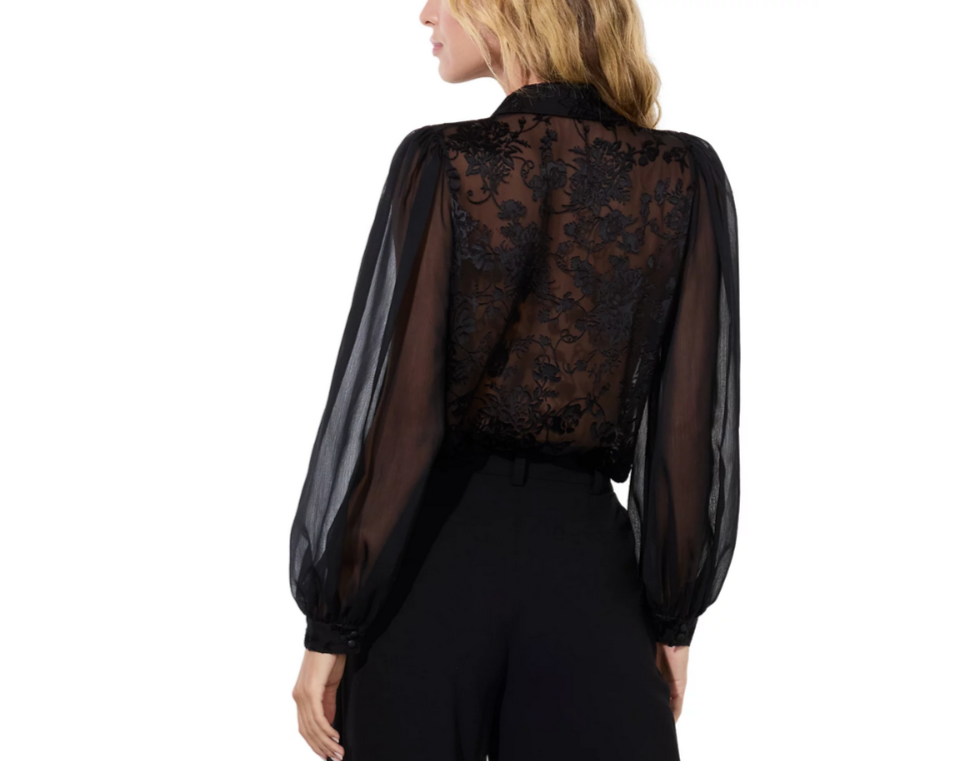Alice and Olivia Roanne Blouson Sleeve Unlined Top MSRP $375