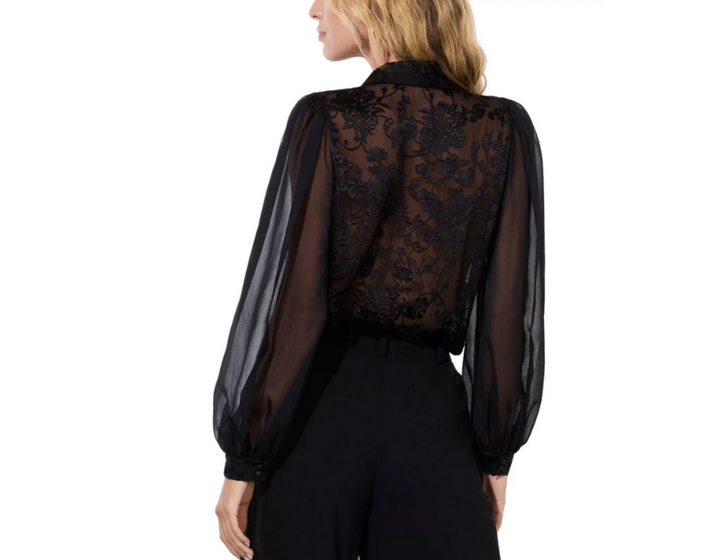 Alice and Olivia Roanne Blouson Sleeve Unlined Top MSRP $375