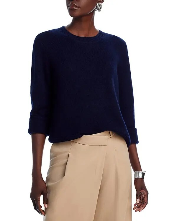 C by Bloomingdale's Cashmere Boxy Crewneck Sweater MSRP $178