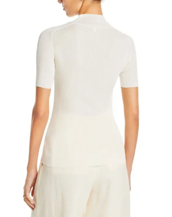 Lafayette 148 New York Ribbed Mock Neck Top MSRP $598