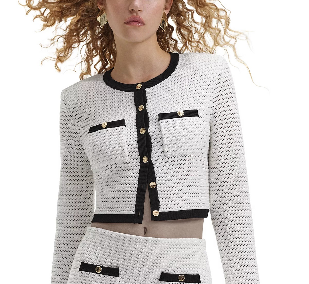 Self-Portrait Crochet Crewneck Cardigan MSRP $510