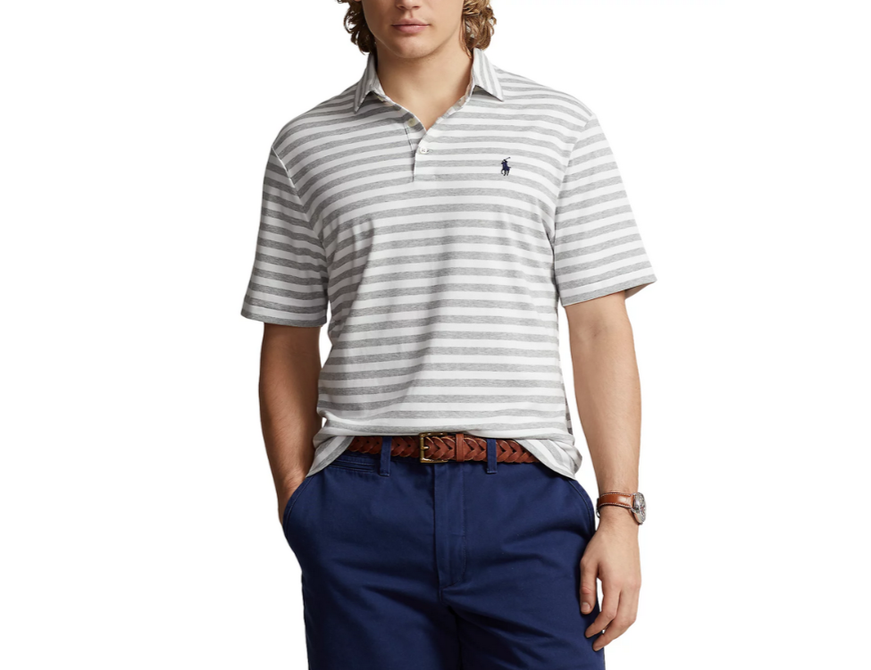 Polo Ralph Lauren Cotton Interlock Stripe Classic Fit Polo Shirt MSRP $115