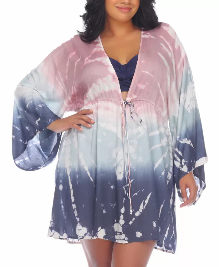 Raviya Plus Size Tie-Dye Caftan Swim Cover Up