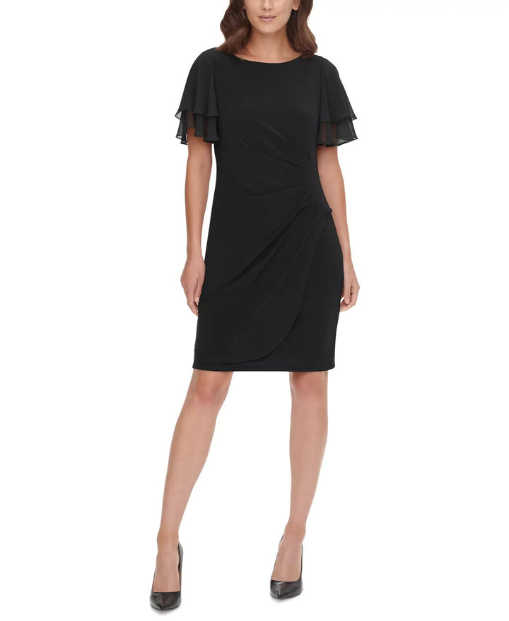 Jessica Howard Flutter-Sleeve Side-Ruched Dress MSRP $109