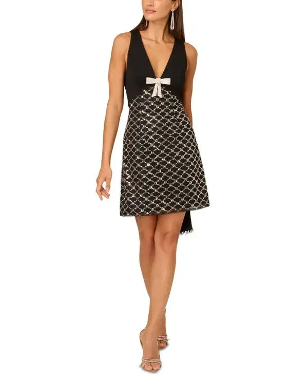 Adrianna By Adrianna Papell Sequined Mini Dress MSRP $265