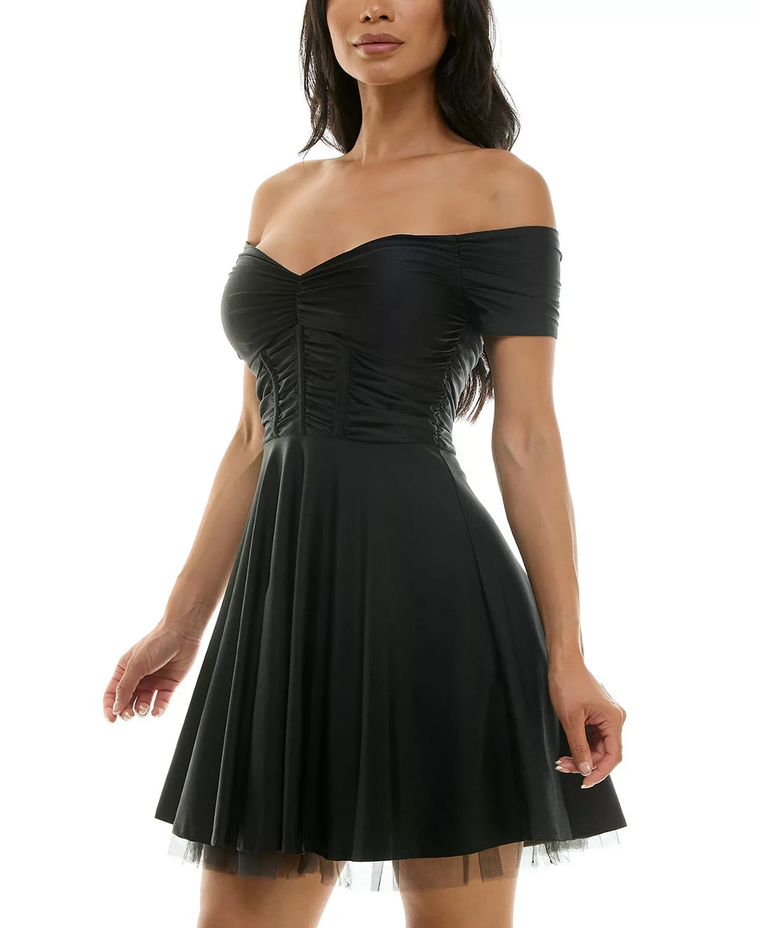 Emerald Sundae Juniors' Corset Off-The-Shoulder Dress MSRP $89
