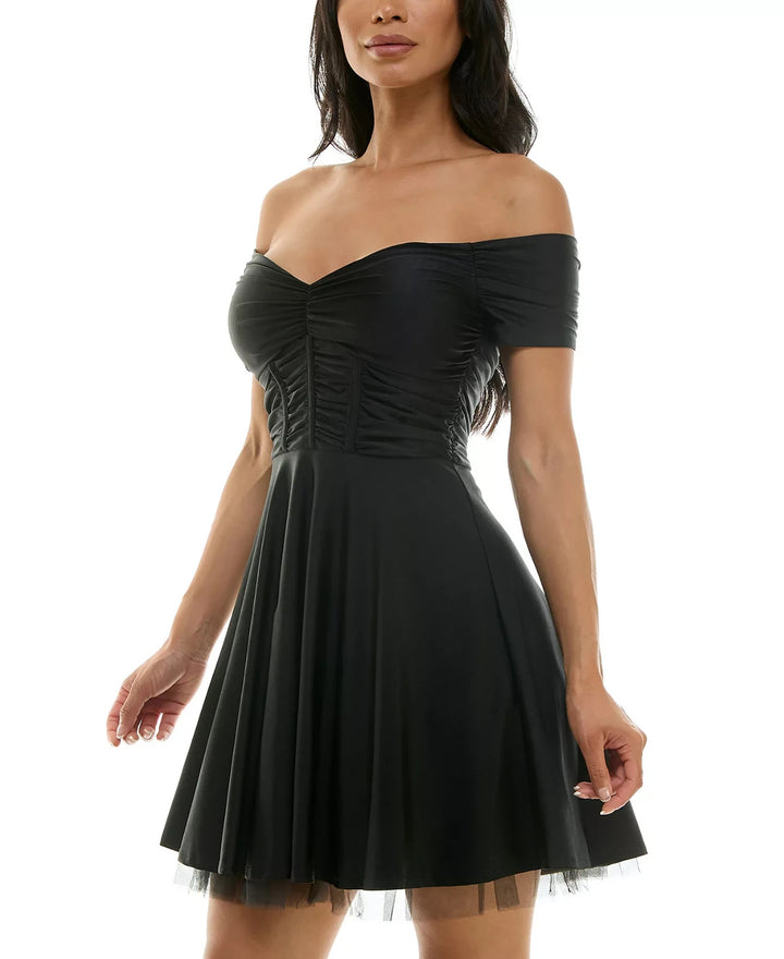 Emerald Sundae Juniors' Corset Off-The-Shoulder Dress MSRP $89
