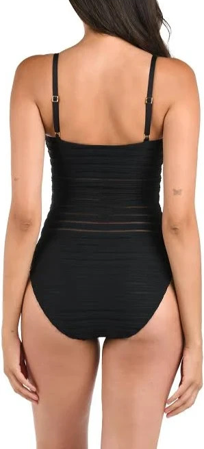 La Blanca Fluid Lines Mesh One-Piece Swimsuit MSRP $129