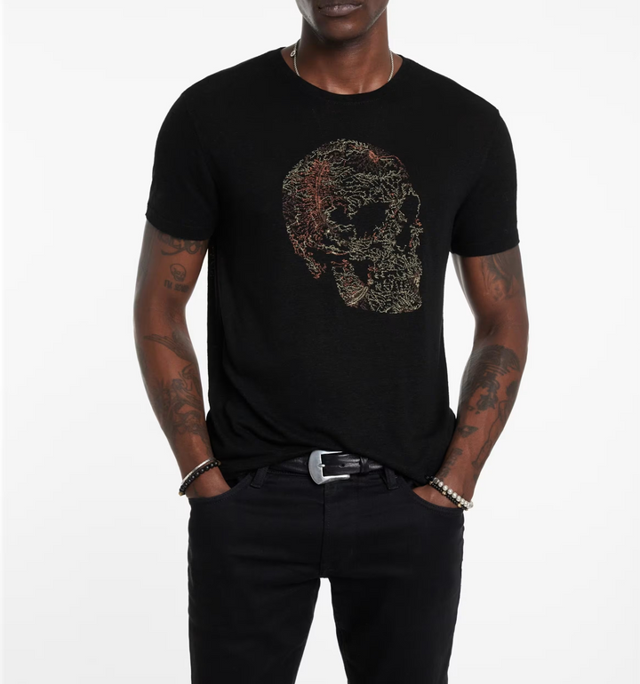 John Varvatos Embroidered Skull Men's T Shirt MSRP $148