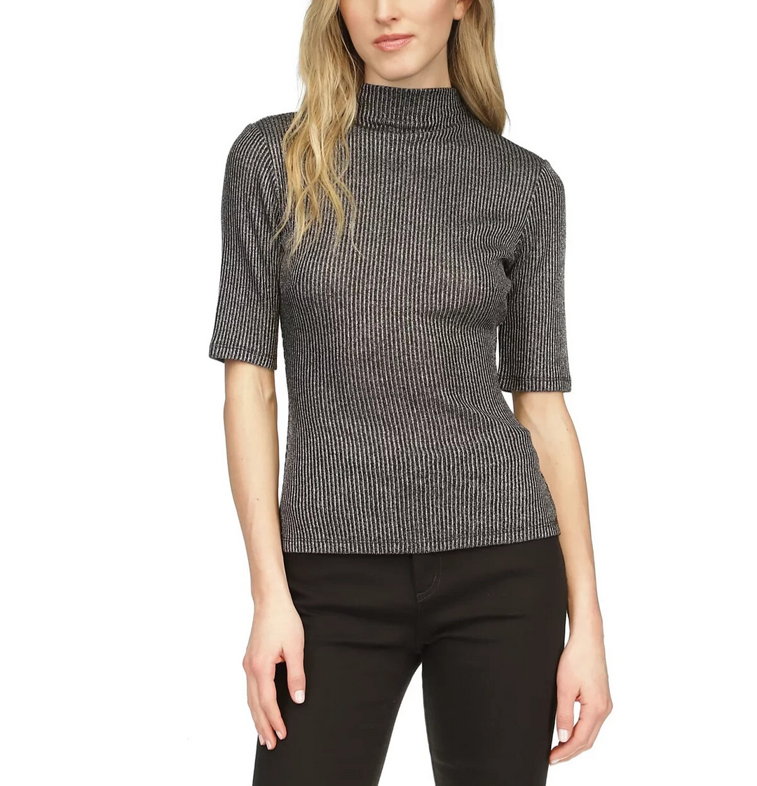 MICHAEL Michael Kors Metallic Funnel-Neck Top MSRP $78