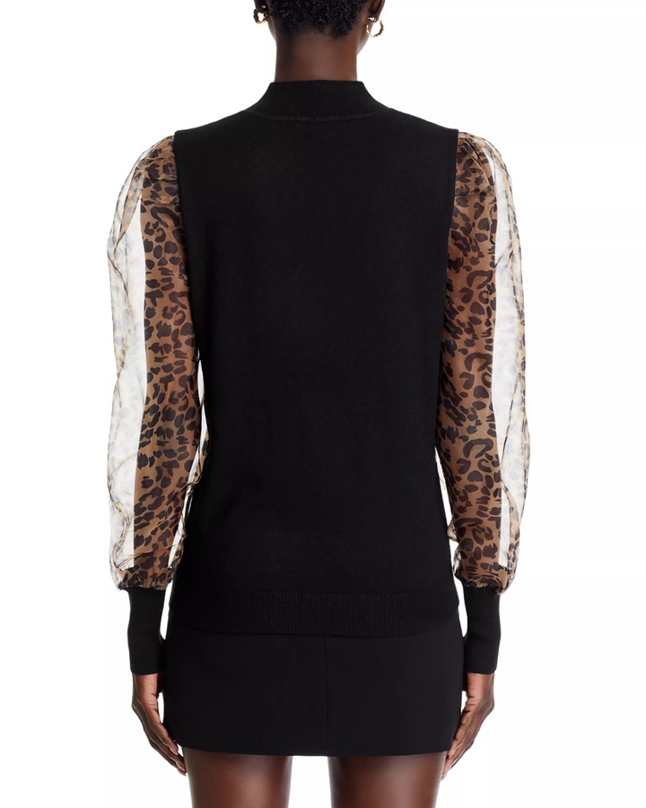 Sioni Mock Neck Puff Sleeve Sweater MSRP $118