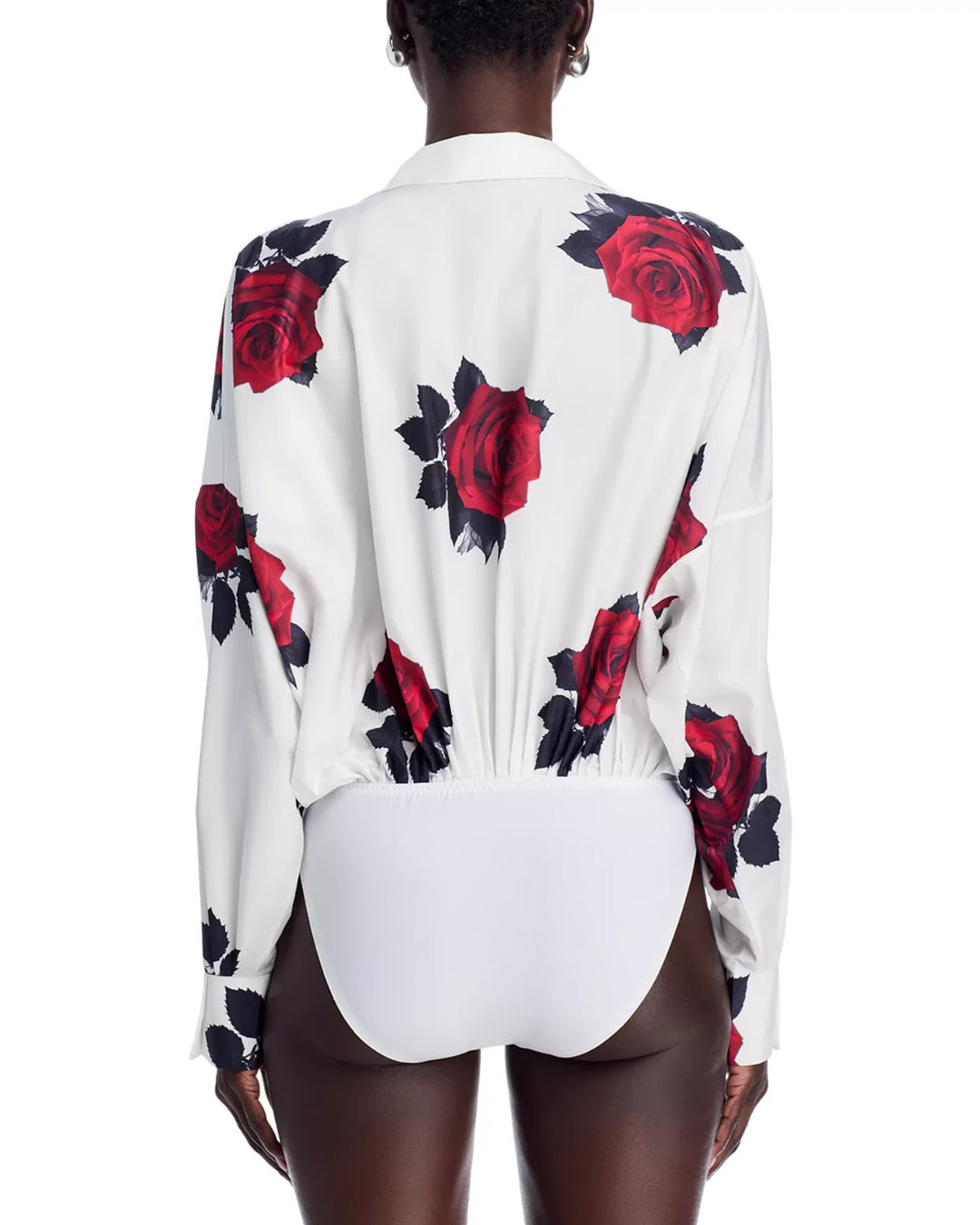 Norma Kamali Super Oversized Boyfriend Shirt Bodysuit MSRP $250