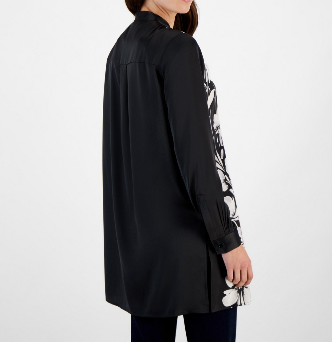 Anne Klein Printed Split-Neck  Tunic Shirt MSRP $89