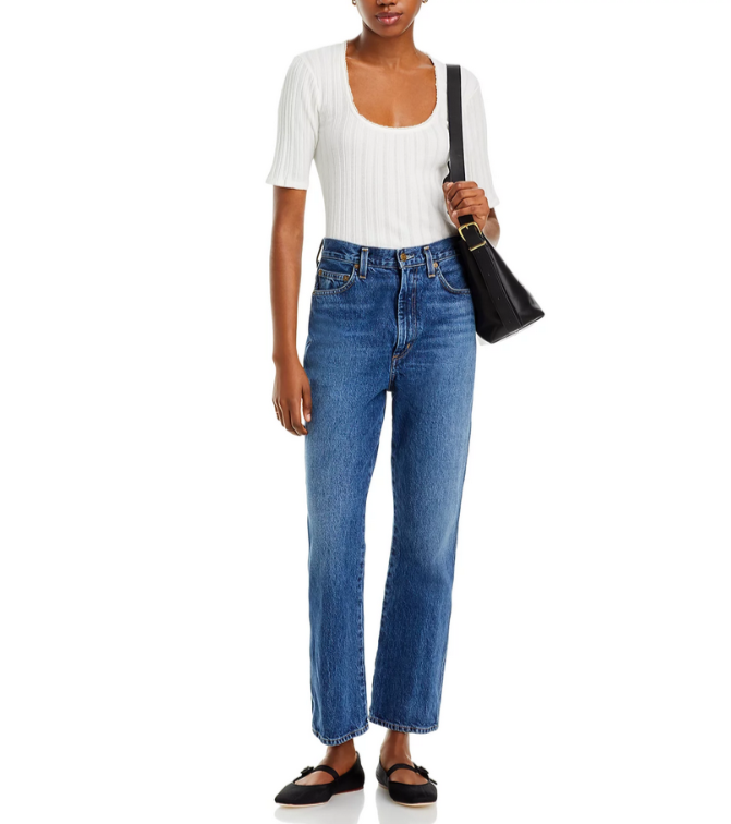 RE/DONE Pointelle Scoop Neck Tee MSRP $135