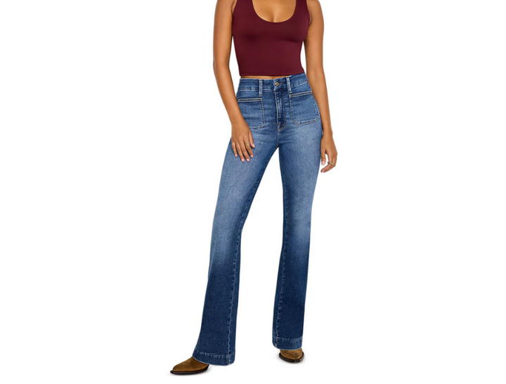 Good American Good Curve Patch Pocket Bootcut Jeans MSRP $169