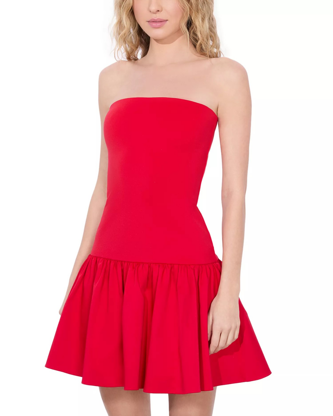 Alice and Olivia Oriana Strapless Drop Waist Mini Dress MSRP $295