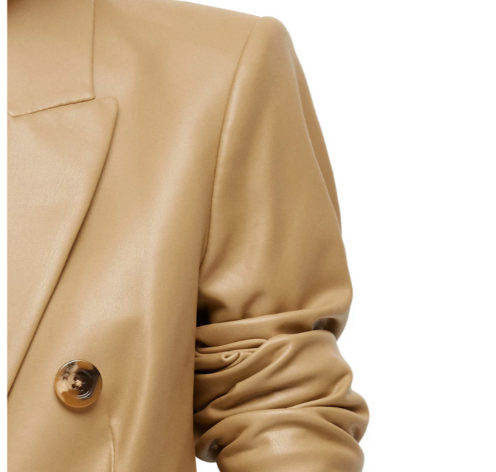 Veronica Beard Cooke Faux Leather Dickey Jacket MSRP $598