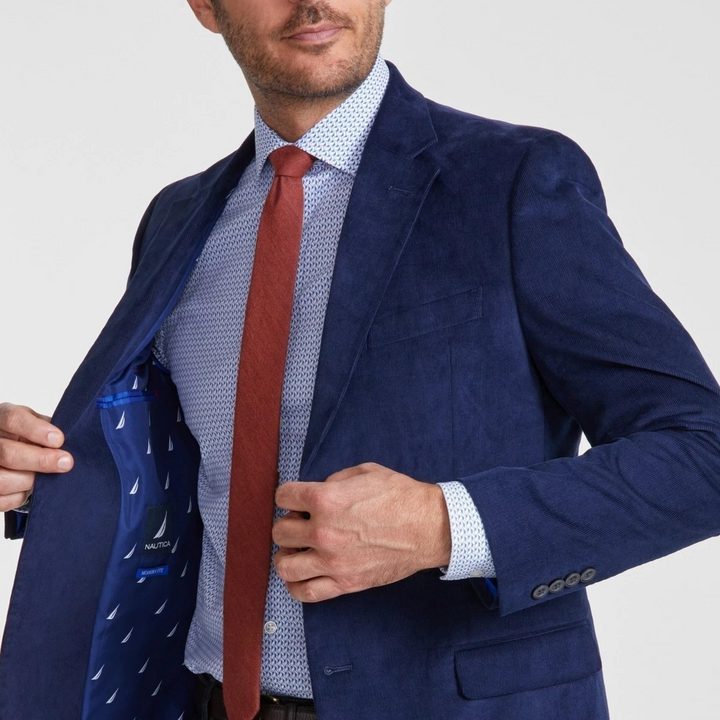 Nautica Men's Modern-Fit Solid Stretch Corduroy Elbow Patch Sport Coat MSRP $295