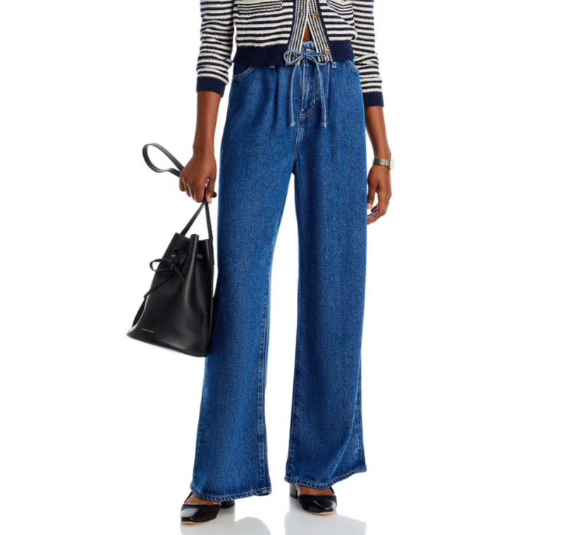 FRAME Super Drape High Rise Drawstring Wide Leg Jeans MSRP $298