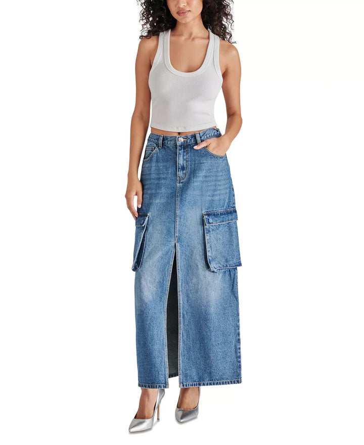 Steve Madden Women's Benson Slit-Front Patch-Pocket Skirt MSRP $99