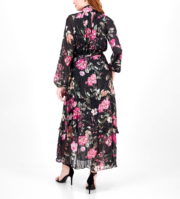 RACHEL Rachel Roy Women's Mae Printed Tiered Maxi Dress MSRP $149
