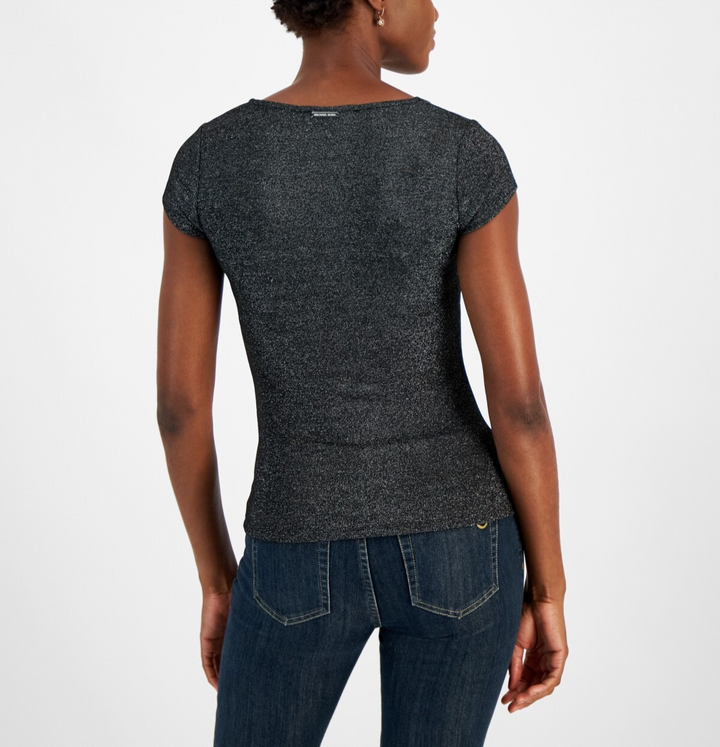 MICHAEL Michael Kors Metallic Cap-Sleeve Top MSRP $78