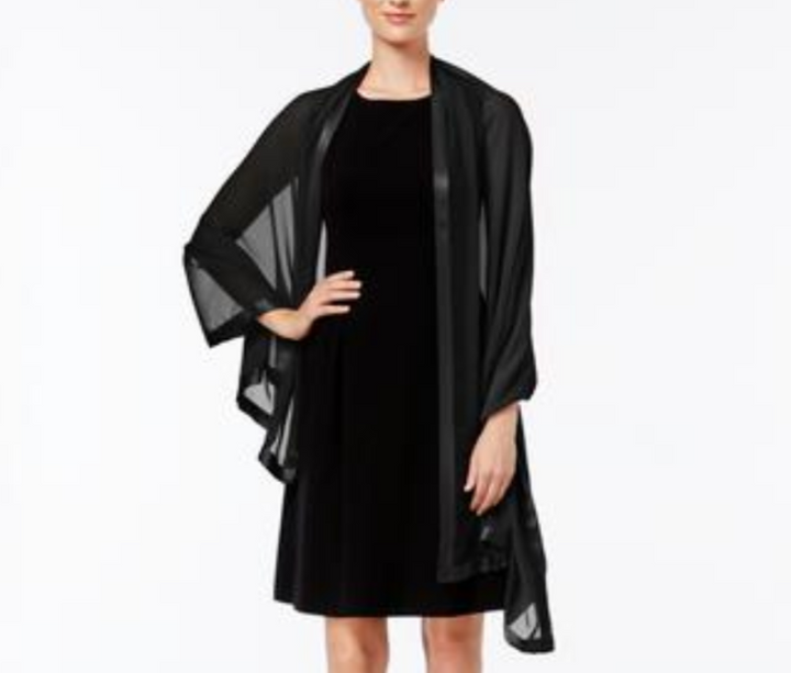 Calvin Klein Elegant Satin-Trim Chiffon Evening Wrap MSRP $48