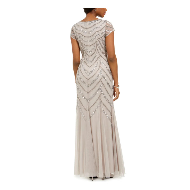 Adrianna Papell Embellished Godet-Inset Gown MSRP $249