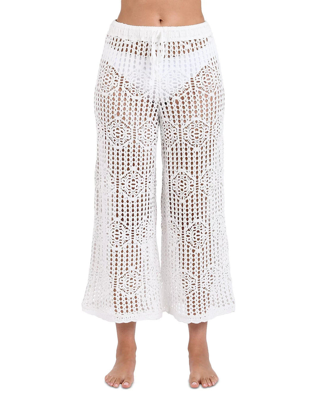 La Blanca Waverly Cropped Crochet Swim Cover-Up Pants MSRP $120
