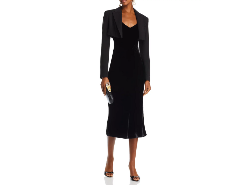 L'AGENCE Seridie Velvet Midi Slip Dress MSRP $595