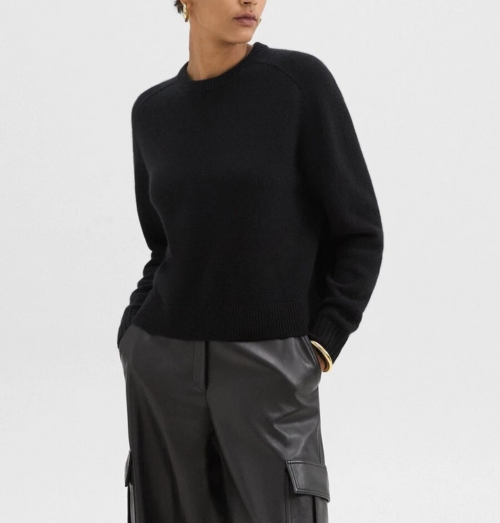 Theory Women’s Cropped Crewneck Sweater in Cashmere MSRP $345