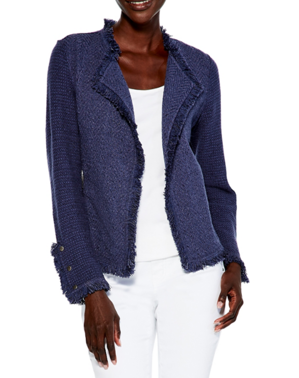 NIC+ZOE Fringe Mix Knit Jacket Cardigan MSRP $198