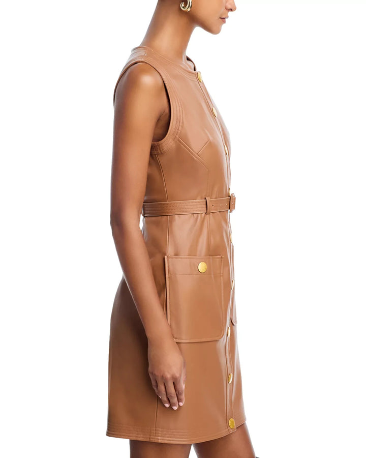 L'AGENCE Ronin Faux Leather Mini Dress MSRP $525