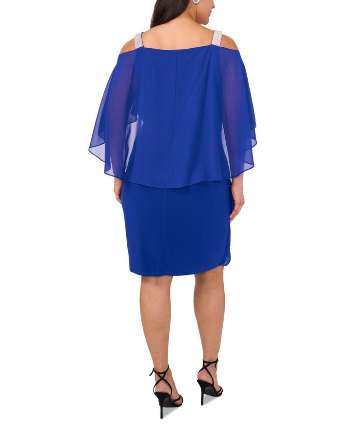 MSK Plus Size Embellished Cold-Shoulder Draped Shift Dress MSRP $89
