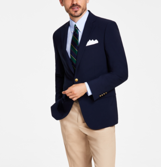 B By Brooks Brothers Classic-Fit Navy Stretch Wool Blend Blazer MSRP $375