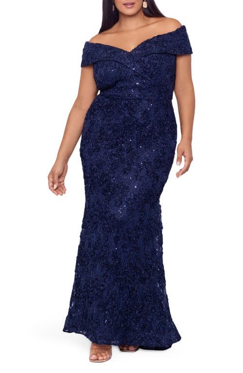 Xscape Plus Size Embellished Lace Off-the-Shoulder Gown MSRP $319
