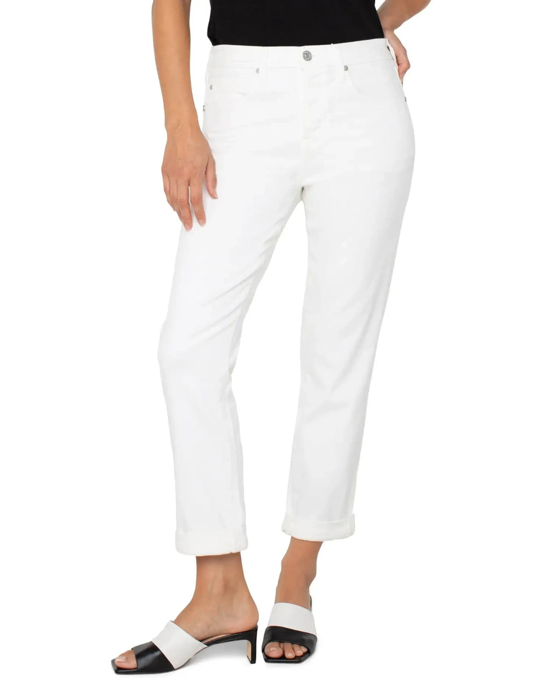 Liverpool Los Angeles Rolled-Cuff Keeper Boyfriend Cropped Jeans MSRP $109
