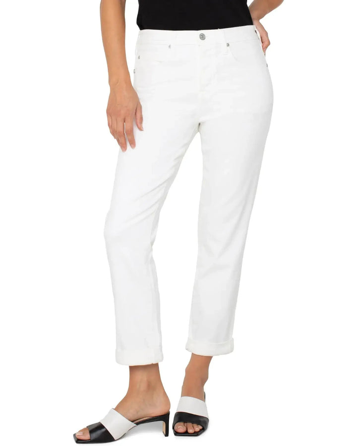 Liverpool Los Angeles Rolled-Cuff Keeper Boyfriend Cropped Jeans MSRP $109